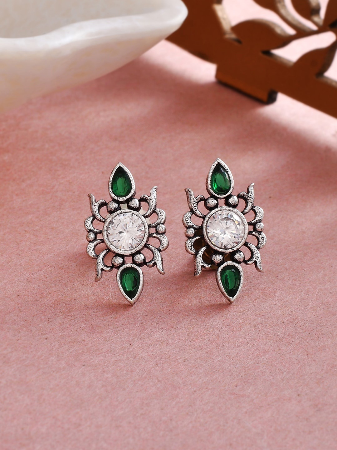 

Voylla Silver-Plated Contemporary Stud Earrings