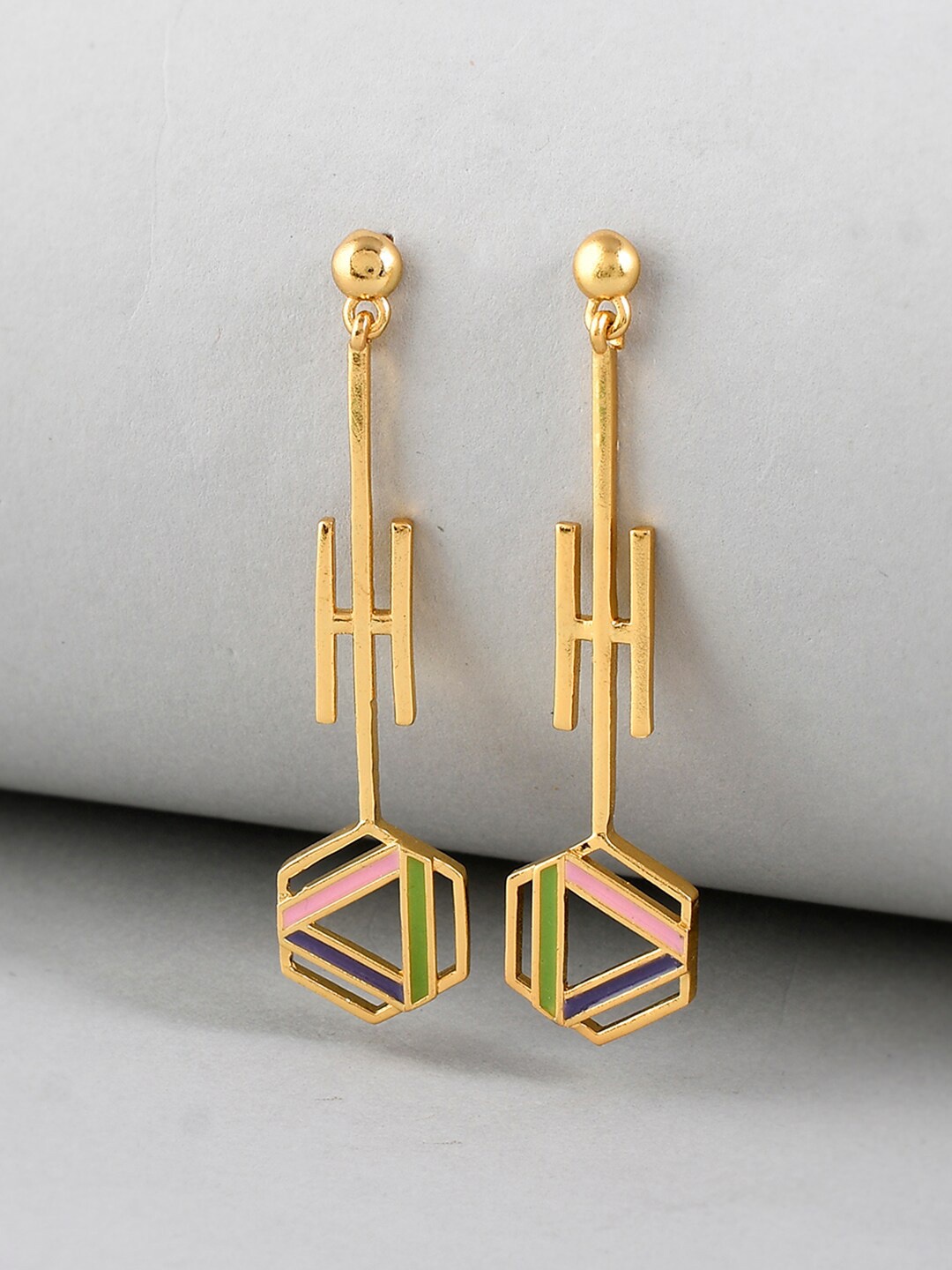 

Voylla Gold-Plated Contemporary Drop Earrings