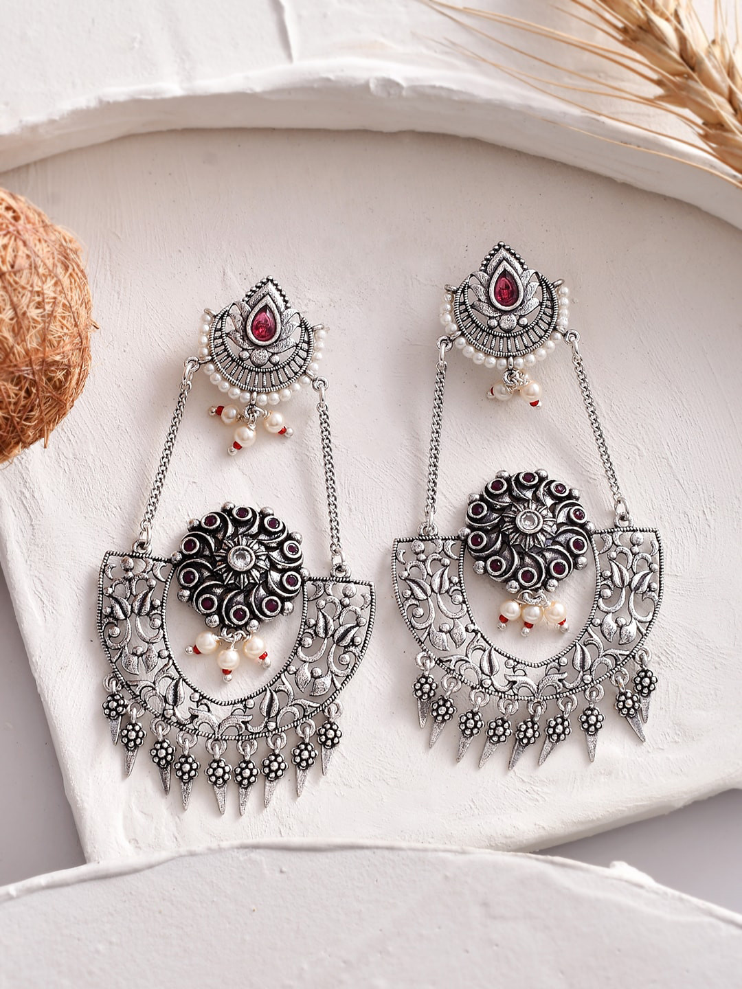 

Voylla Silver-Plated Classic Drop Earrings