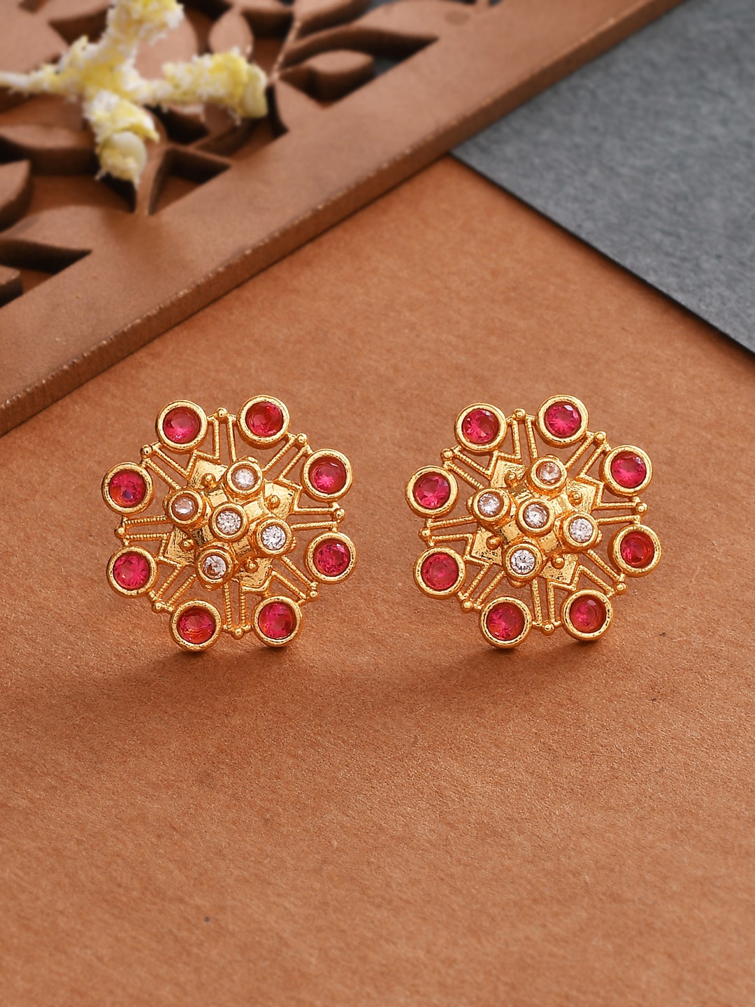 

Voylla Gold-Plated Contemporary Studs Earrings