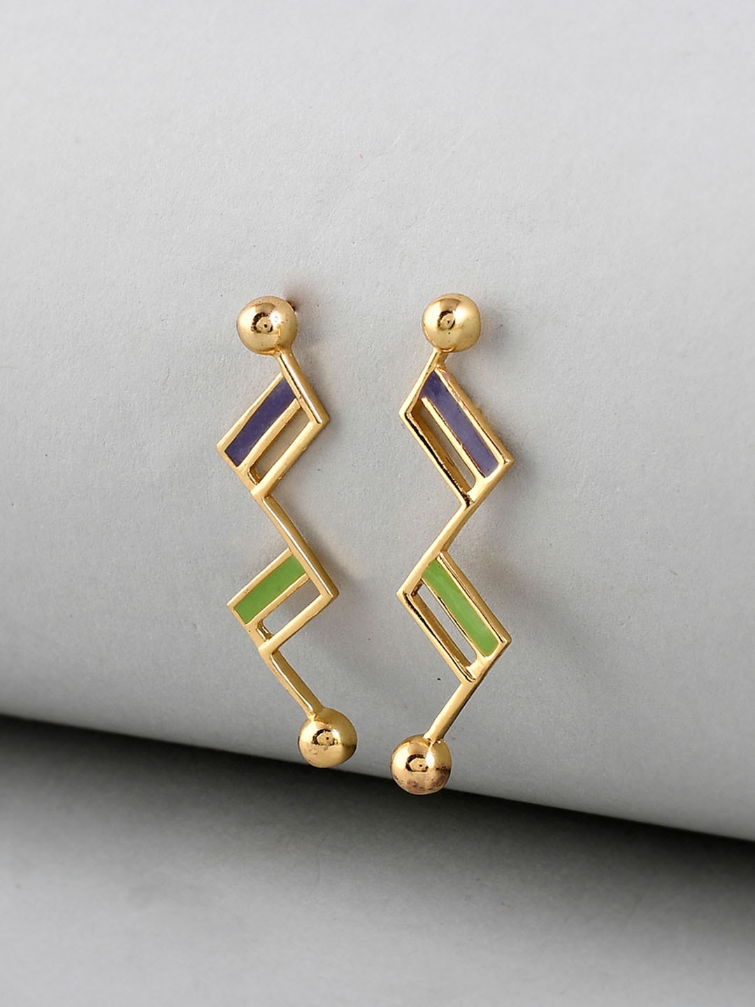 

Voylla Gold-Toned Contemporary Drop Earrings