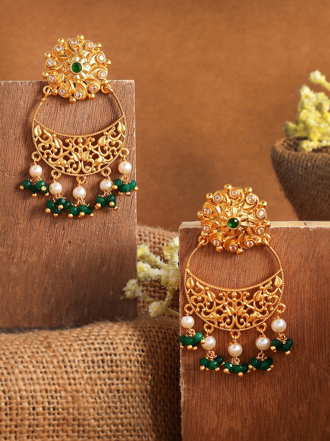 

Voylla Gold-Plated Contemporary Drop Earrings