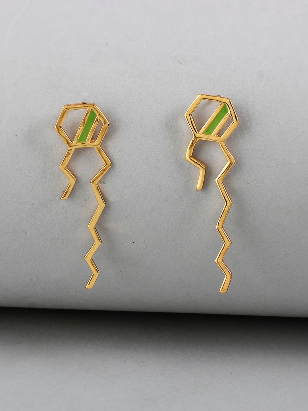 

Voylla Gold-Plated Contemporary Drop Earrings