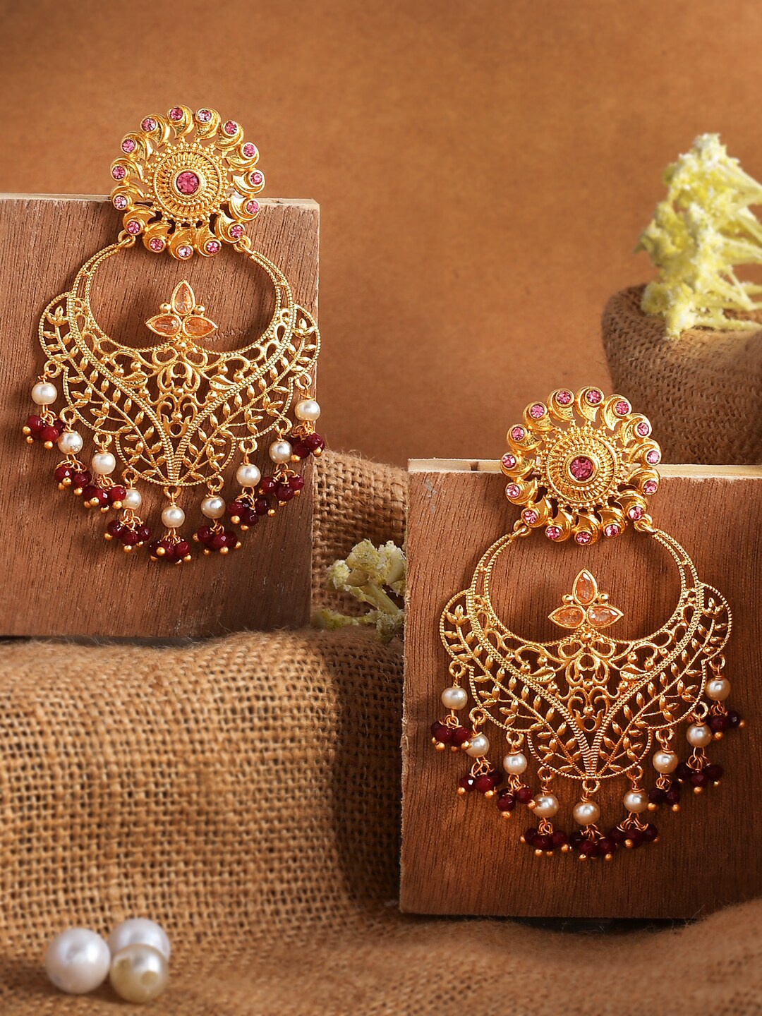 

Voylla Gold-Plated Contemporary Drop Earrings