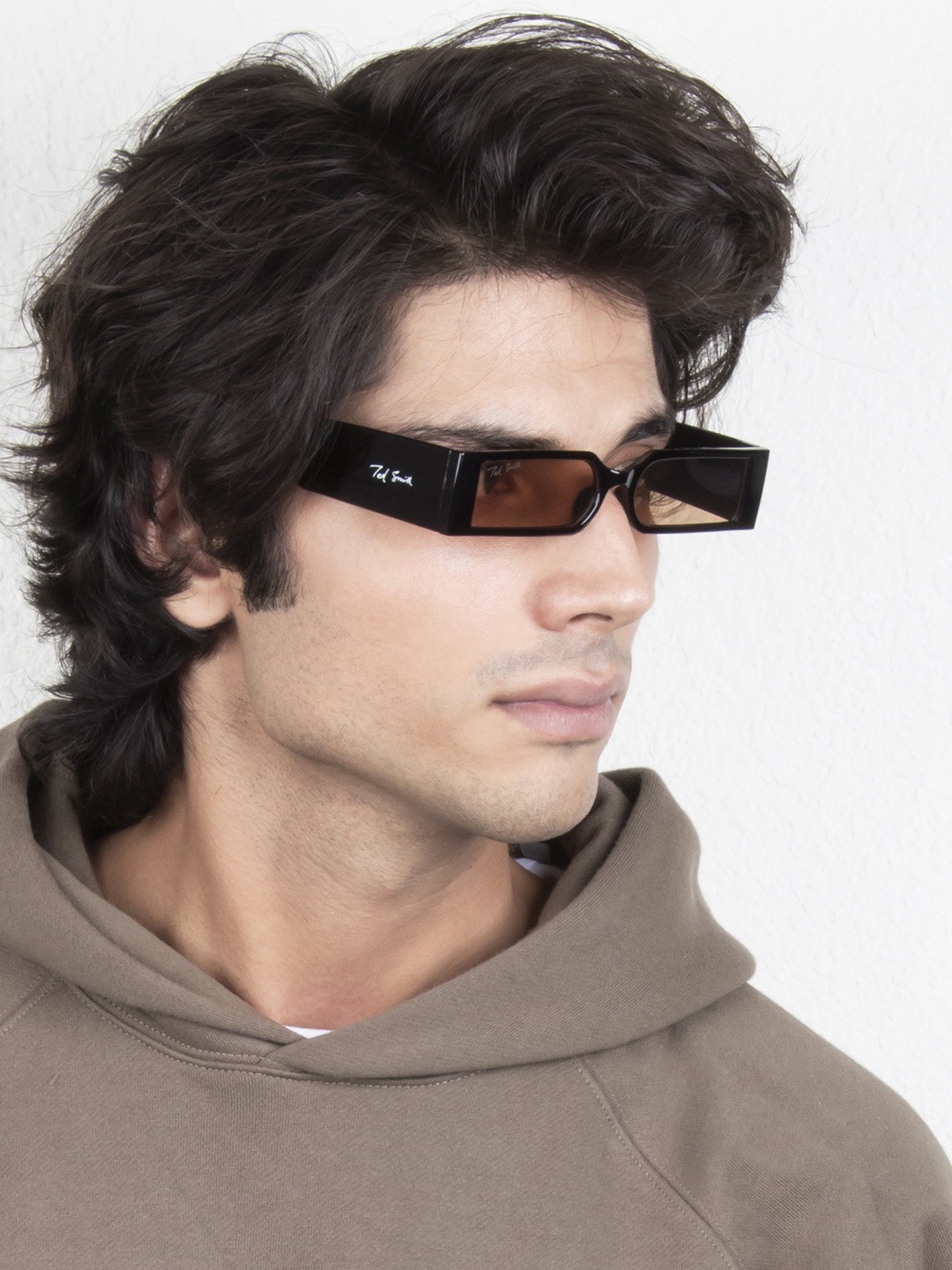 

Ted Smith Rectangle Sunglasses With UV Protected Lens MCSQUA_C7, Brown