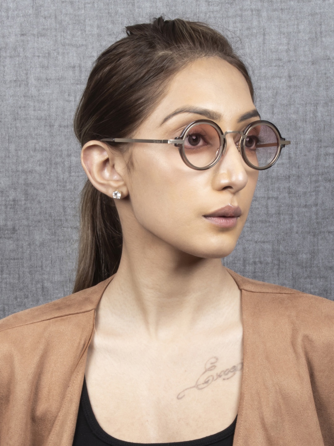 

Ted Smith Round Sunglasses with UV Protected Lens, Brown
