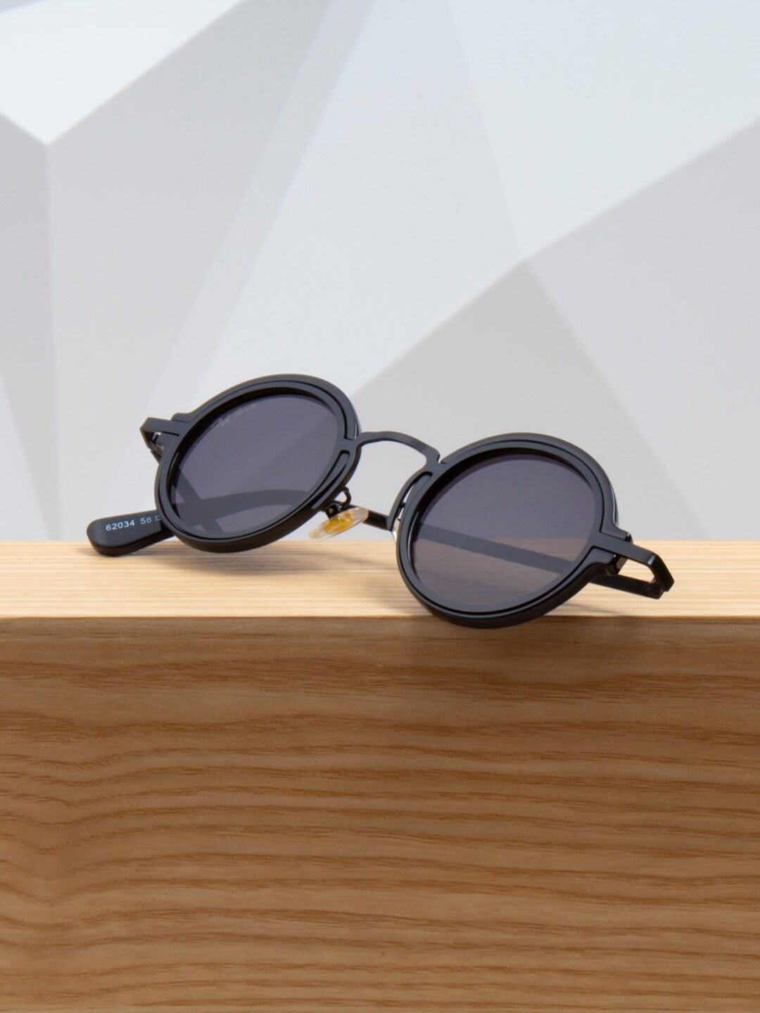 

Ted Smith Unisex Black Lens & Black Round Sunglasses with UV Protected Lens LENON_C1
