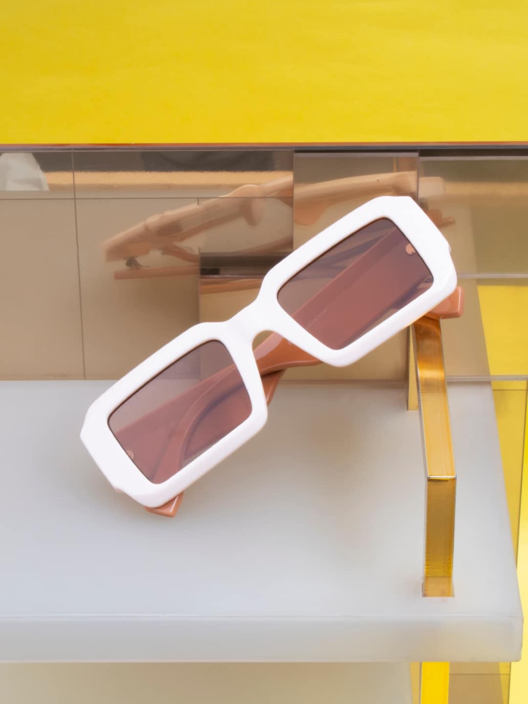 

Ted Smith Square Sunglasses With UV Protected Lens, Champagne