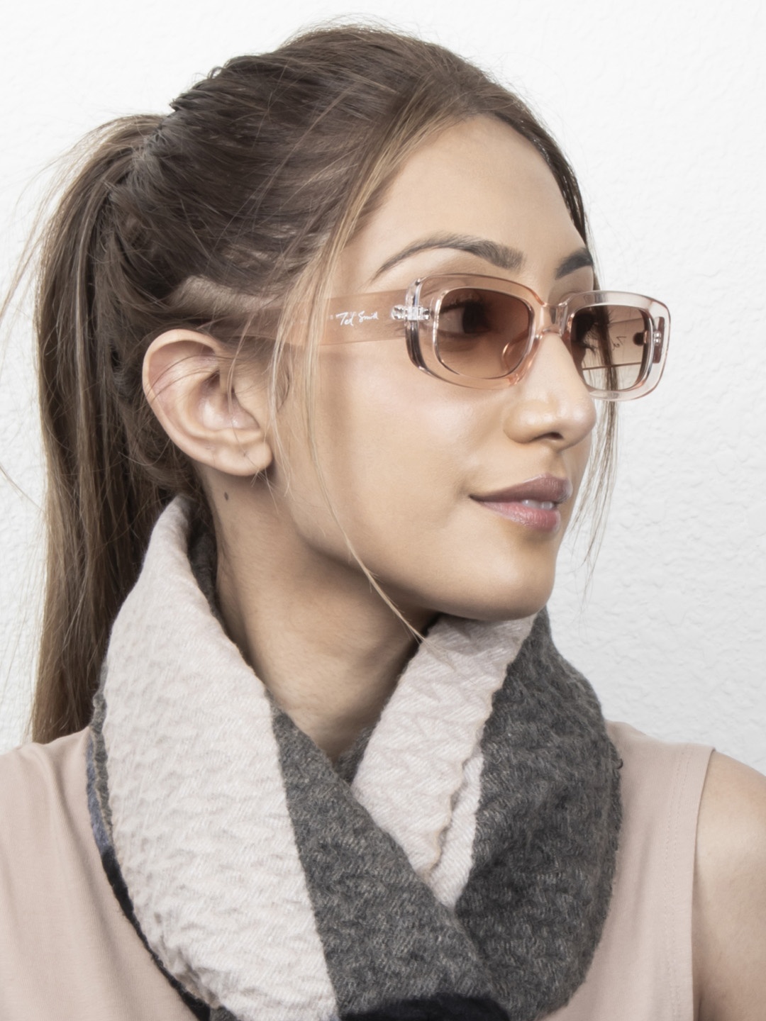 

Ted Smith Square Lens with UV Protected Lens Sunglasses, Brown