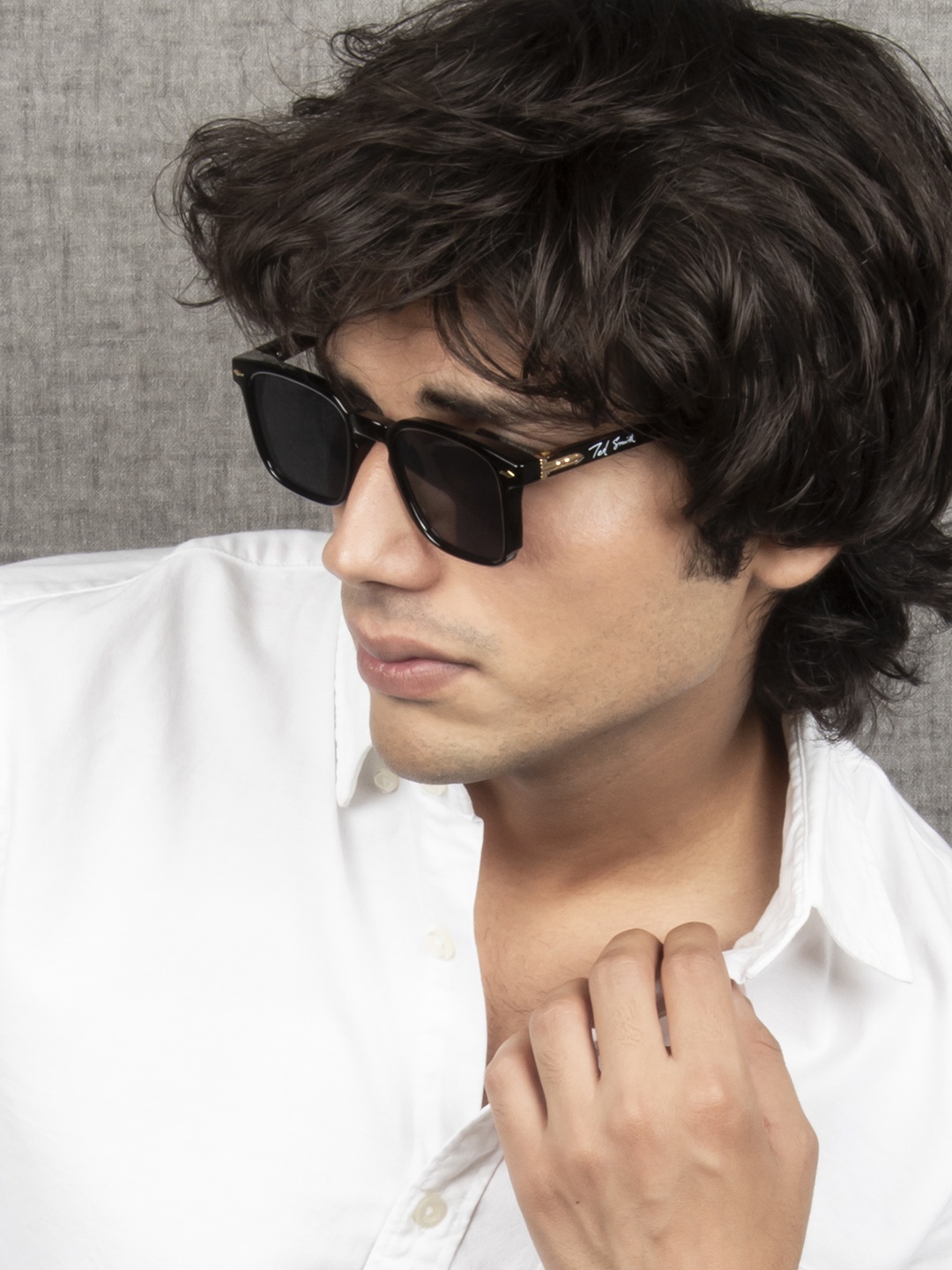 

Ted Smith Wayfarer Sunglasses With UV Protected Lens REXTON_C1, Grey