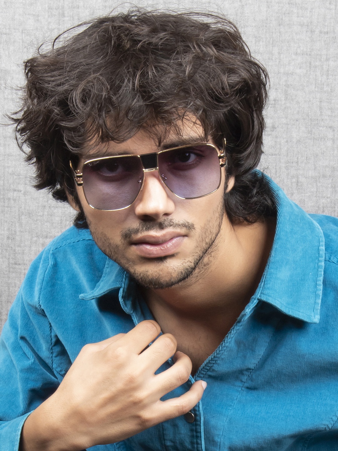 

Ted Smith Aviator Sunglasses With UV Protected Lens, Blue