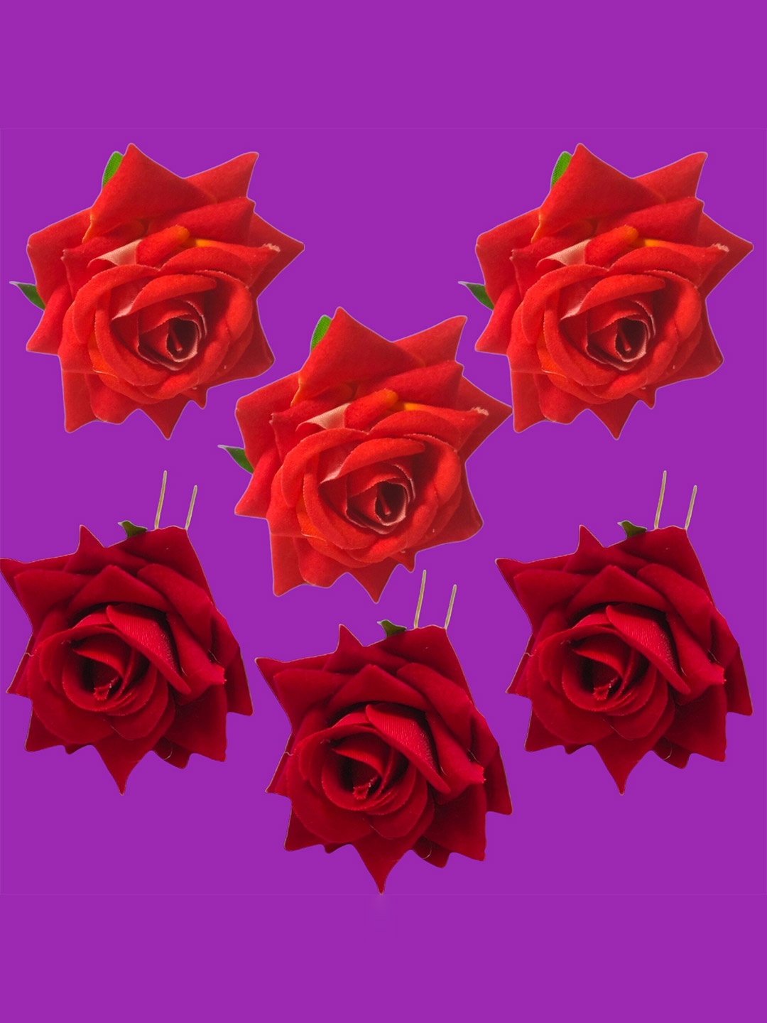 

LYF5STAR Set of 6 Floral U Pins, Red
