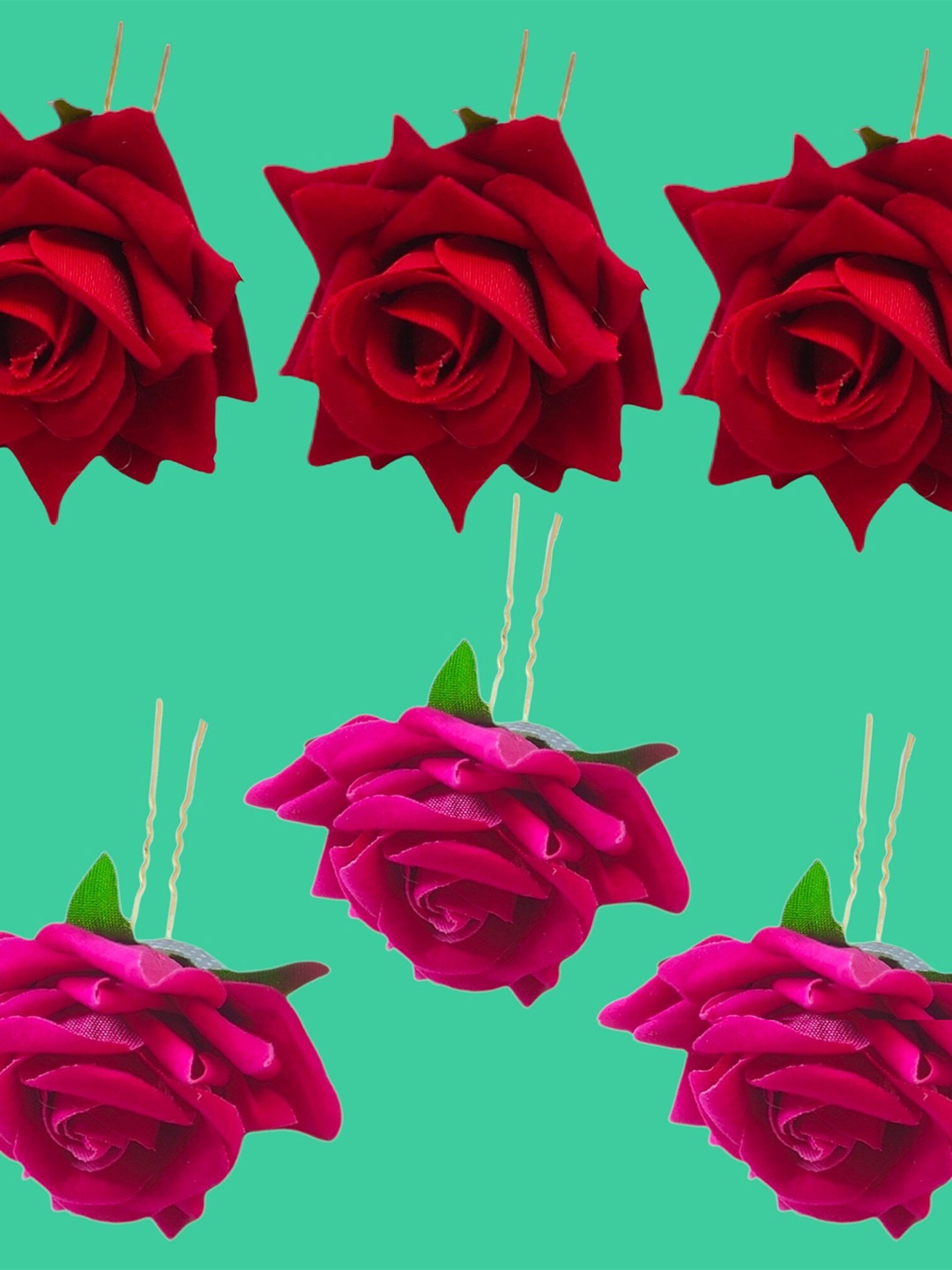 

LYF5STAR Set of 6 Floral U Pins, Red