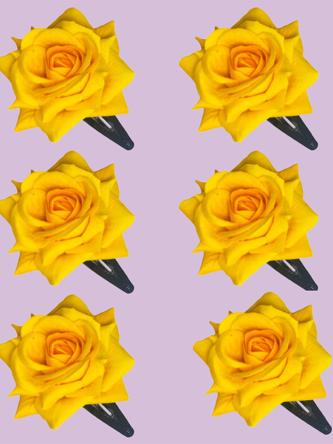

LYF5STAR Set Of 6 Floral Tic Tac Hair Clips, Yellow