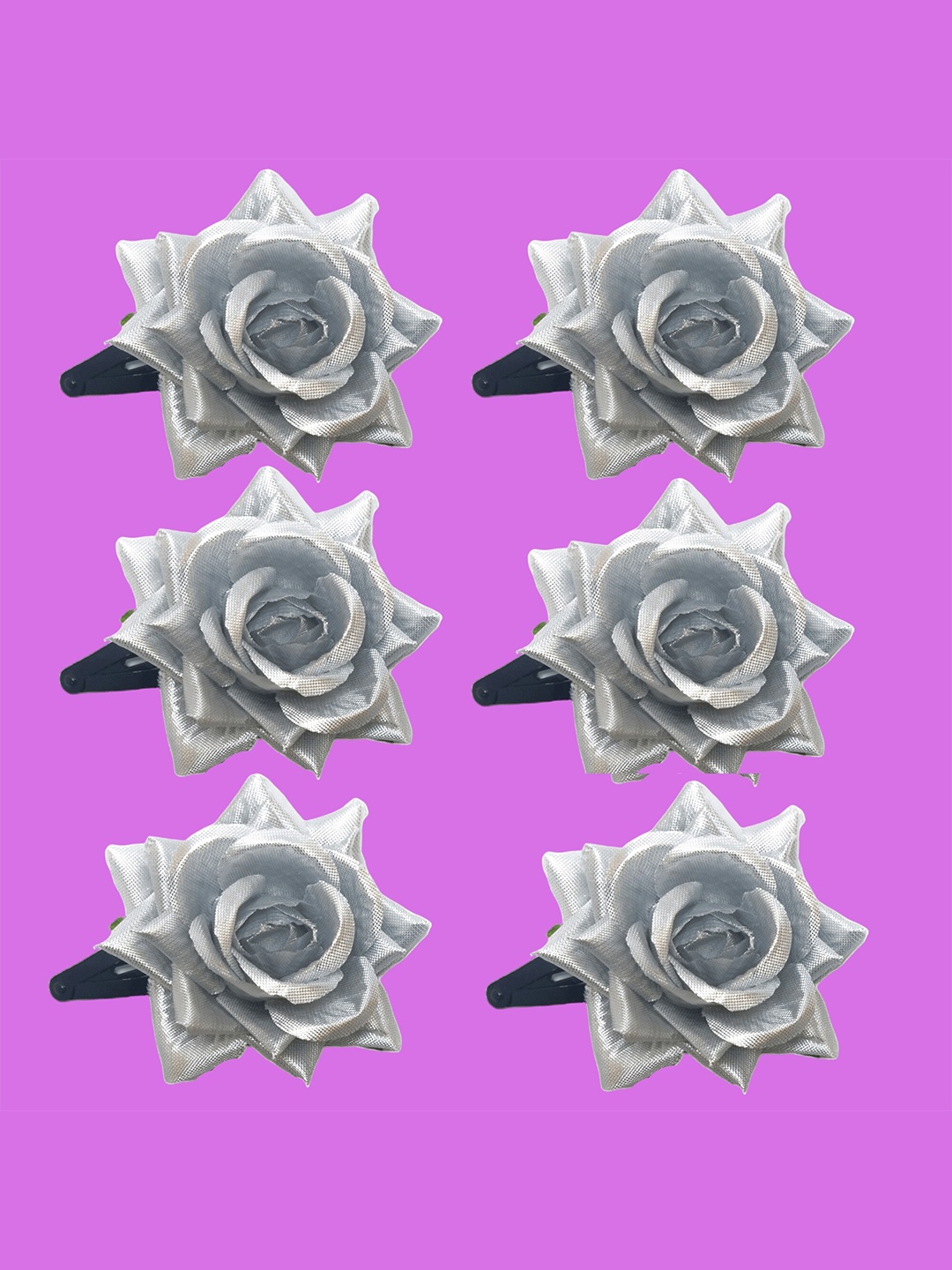 

LYF5STAR Set Of 6 Floral Tic Tac Hair Clips, Silver