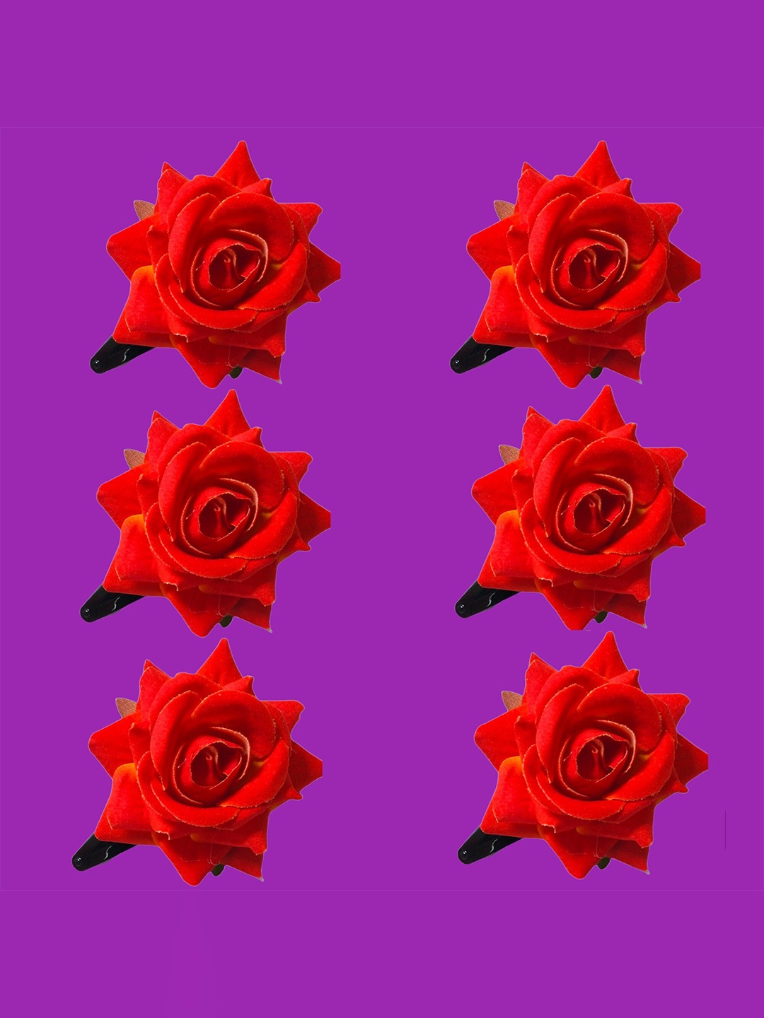 

LYF5STAR Set Of 6 Floral Tic Tac Hair Clips, Orange
