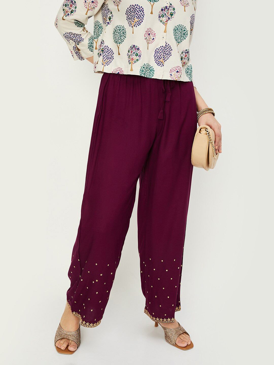 

max Women Hem Design Palazzos, Purple