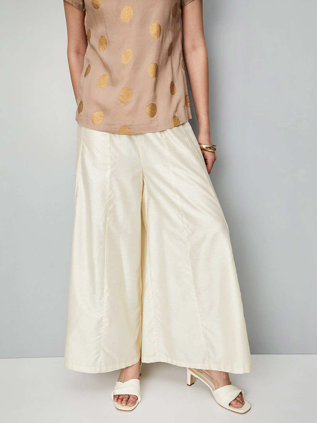 

max Women Flared Palazzos, Off white
