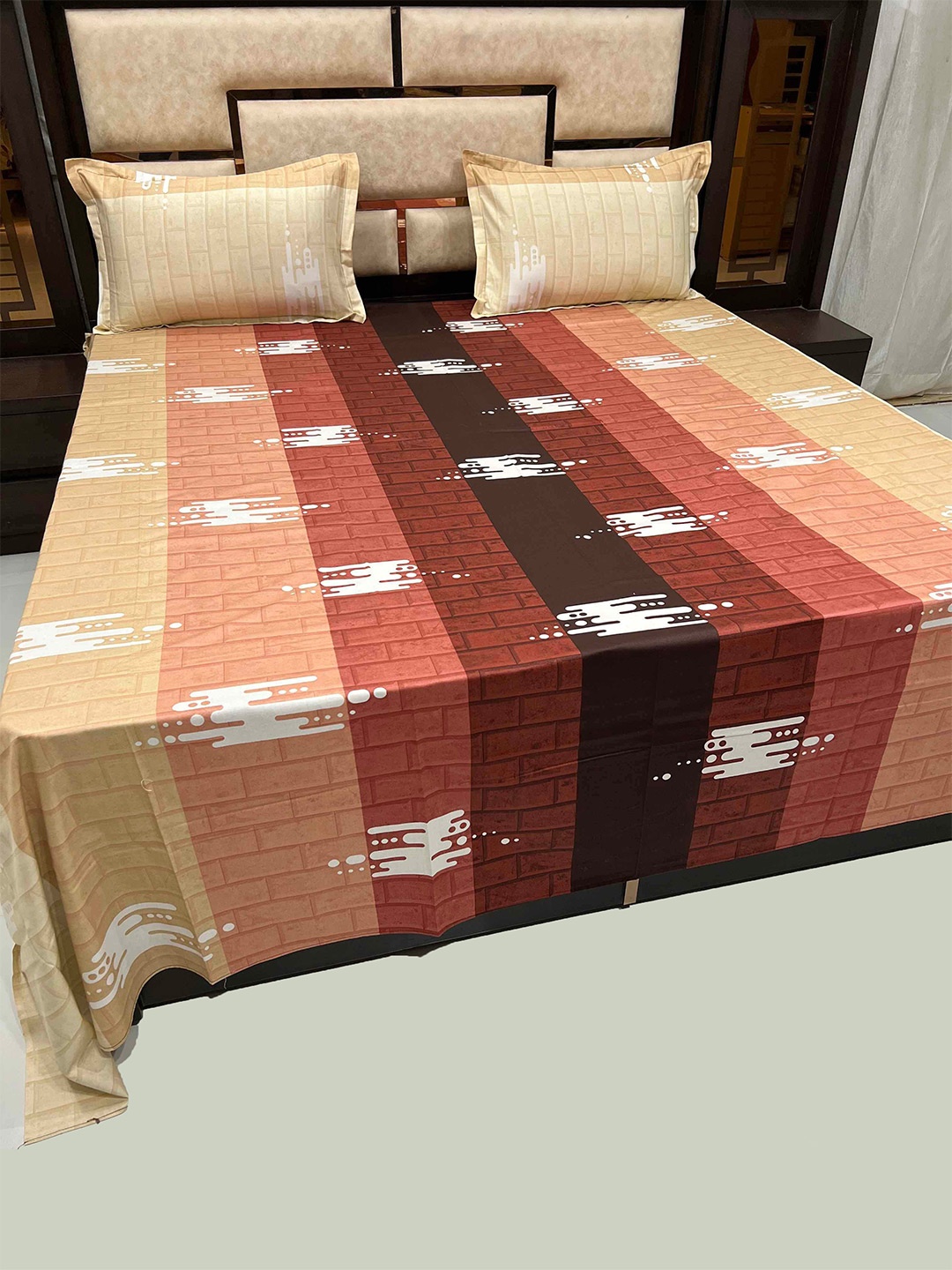 

Pure Decor Velar Sib Red Striped 350 TC Pure Cotton King Bedsheet & 2 Pillow Covers