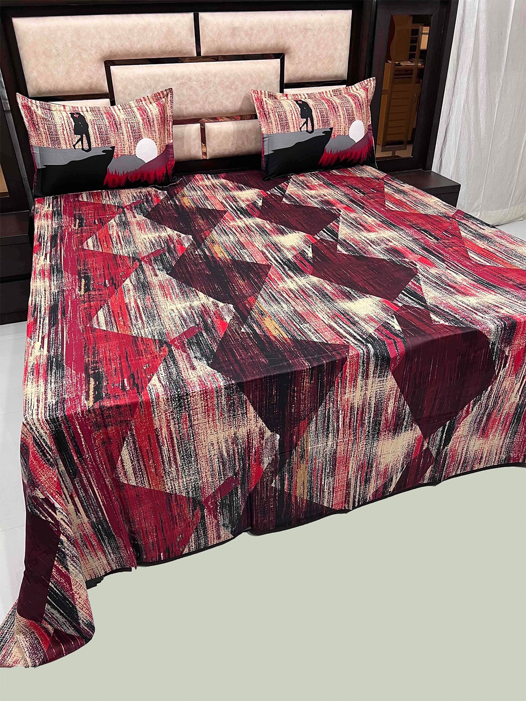 

Pure Decor Pink & Cream-Coloured 350 TC Cotton King Bedsheet with 2 Pillow Covers