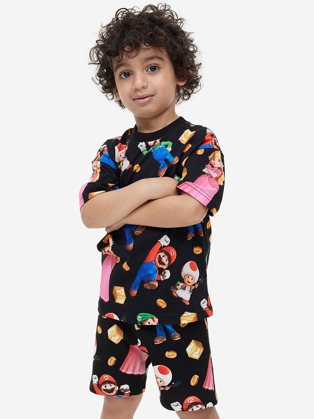 

H&M Boys Printed Pull-On Shorts, Black