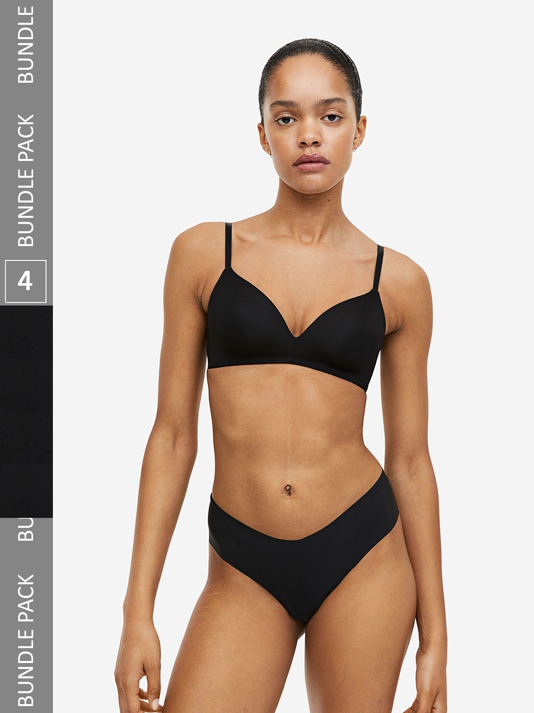 

H&M 3-Pack Invisible Hipster Briefs, Black