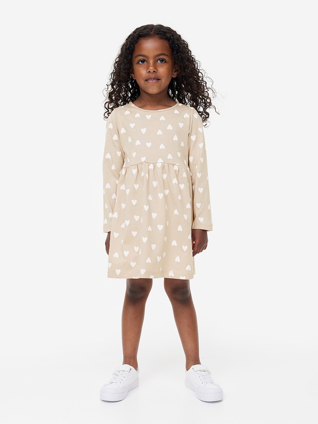 

H&M Girls Cotton Jersey Dress, Beige