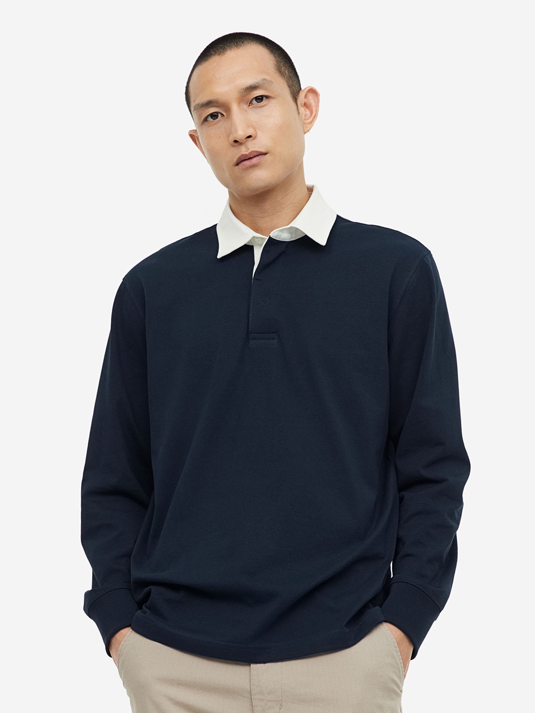 

H&M Regular Fit Cotton Rugby Shirt, Blue