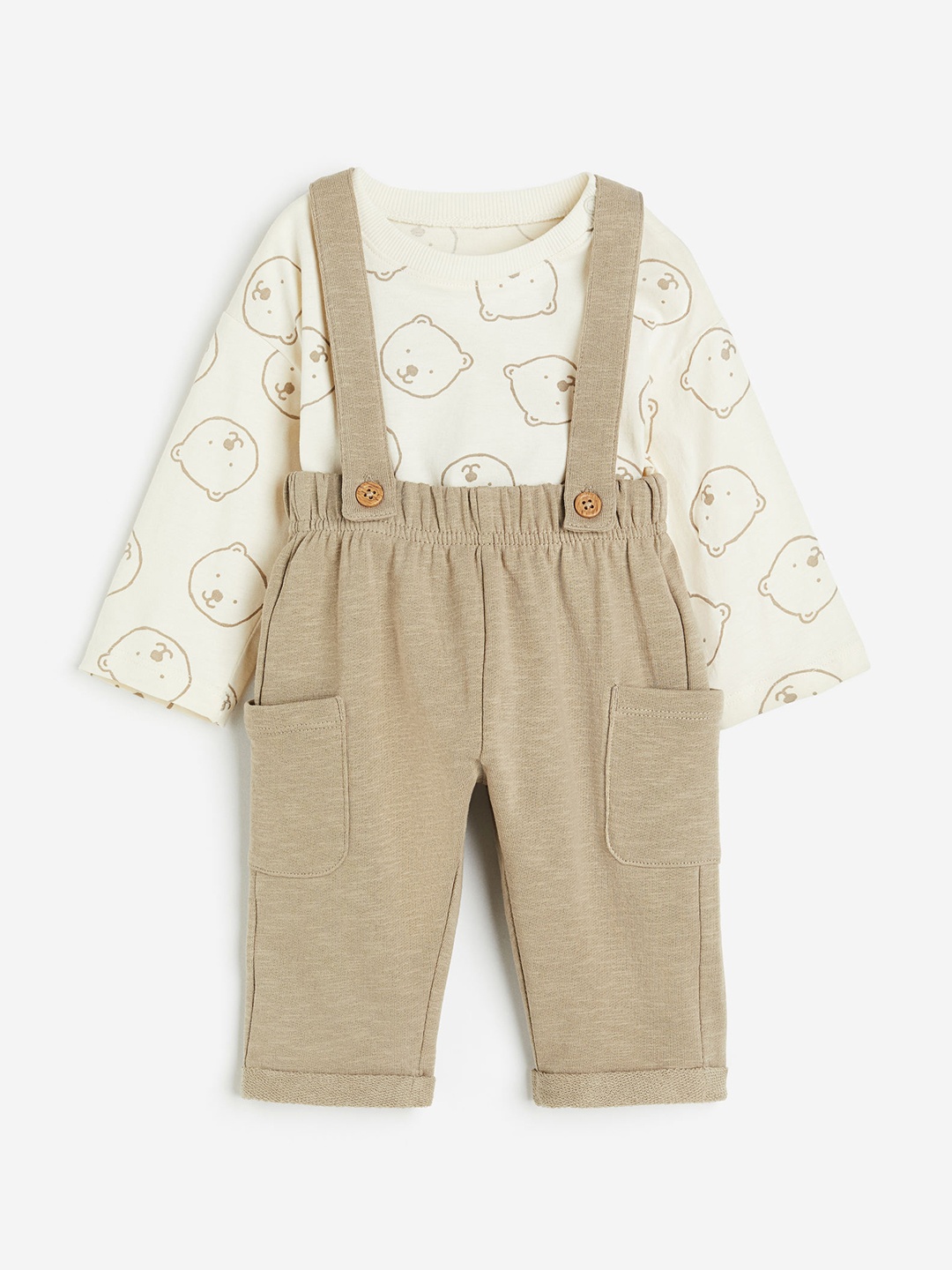 

H&M Boys 2-Piece Cotton Set, Beige