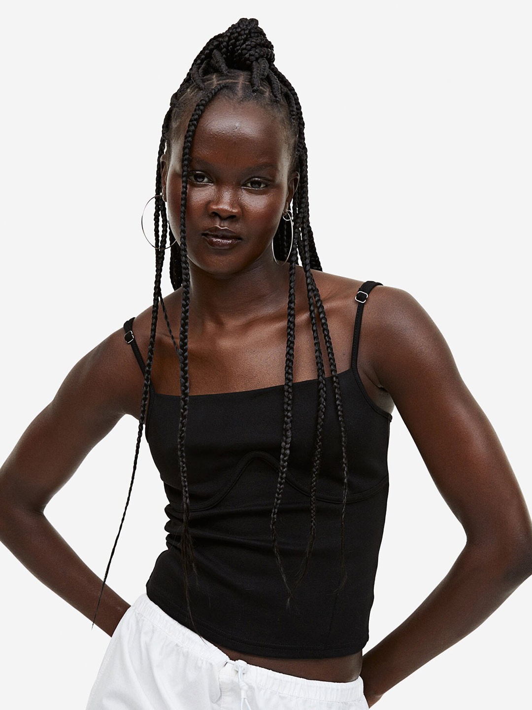 

H&M Corset Style Strappy Top, Black