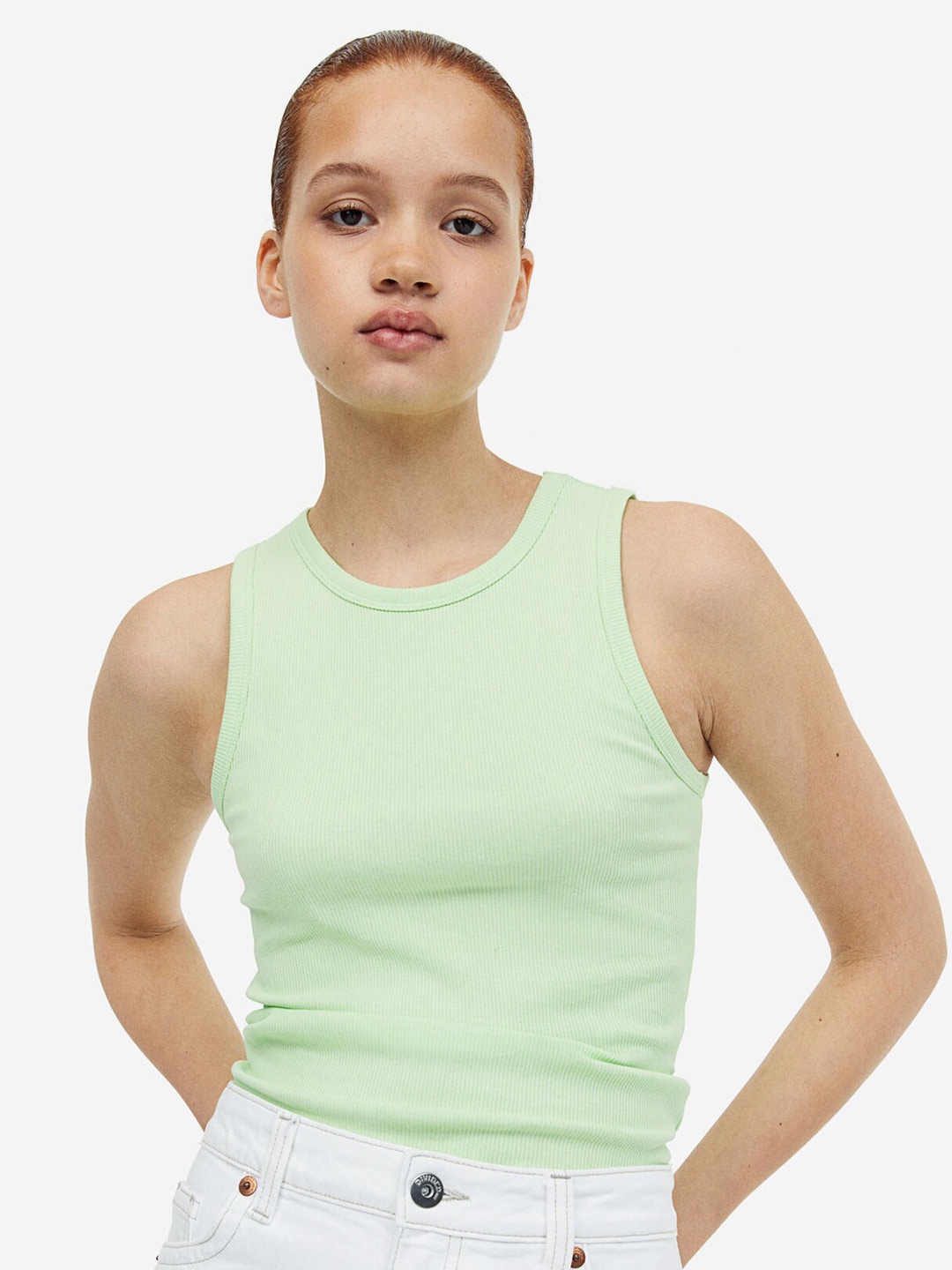 

H&M Ribbed Vest Top, Green