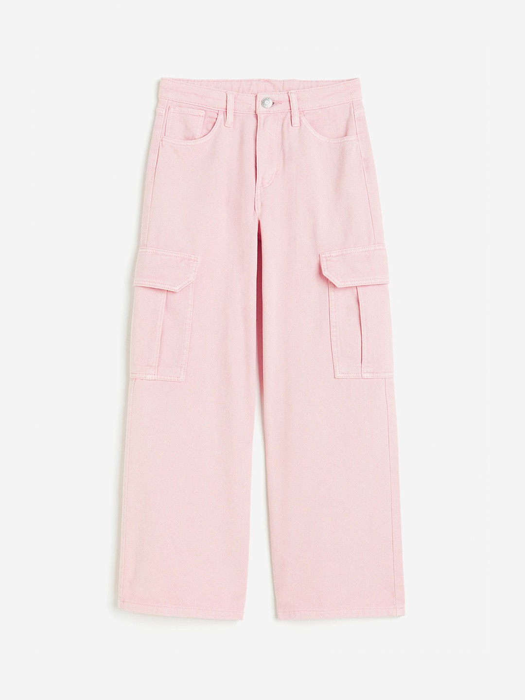 

H&M Girls Wide Leg Cargo Trousers, Pink