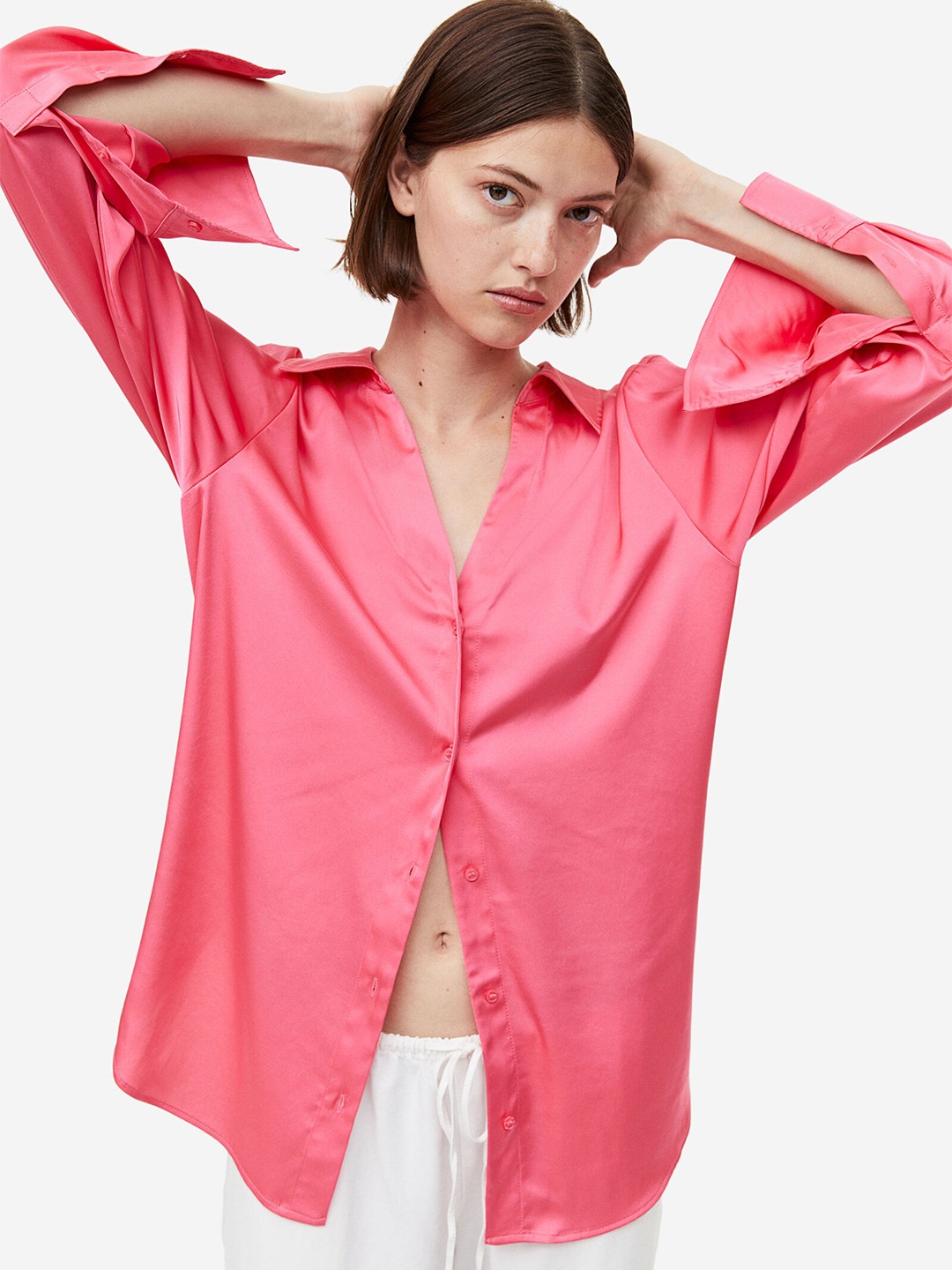 

H&M V-Neck Blouse, Pink