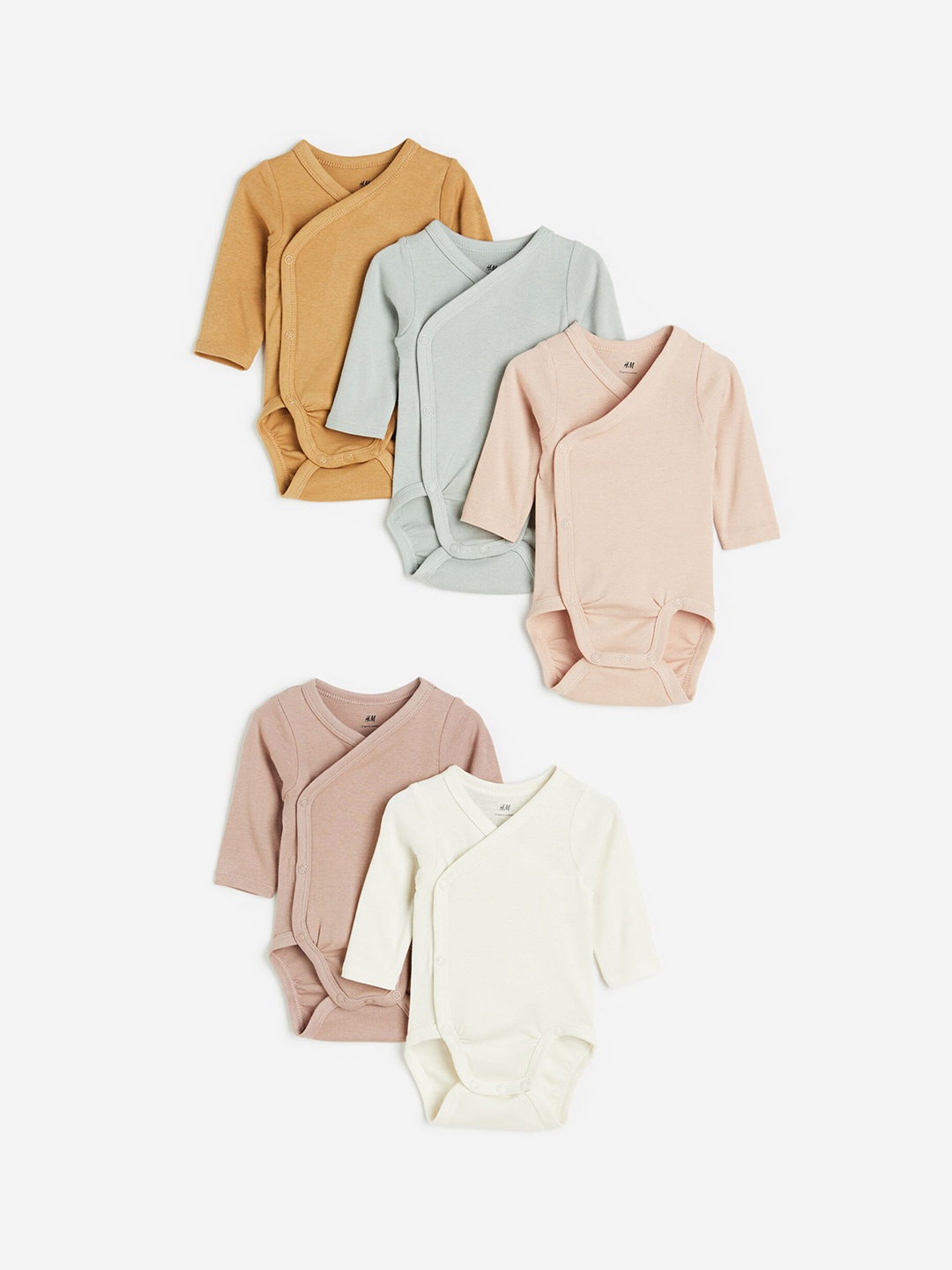 

H&M Infant Girls 5-Pack Wrapover Bodysuits, Pink