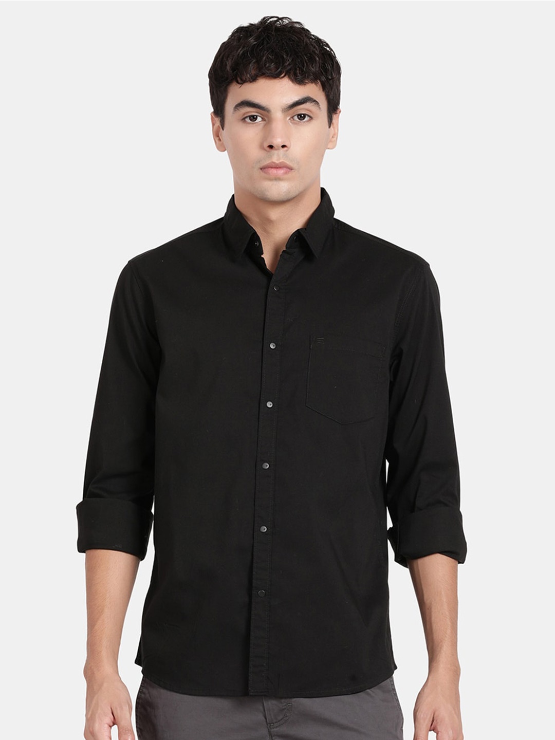 

t-base Spread Collar Casual Shirt, Black