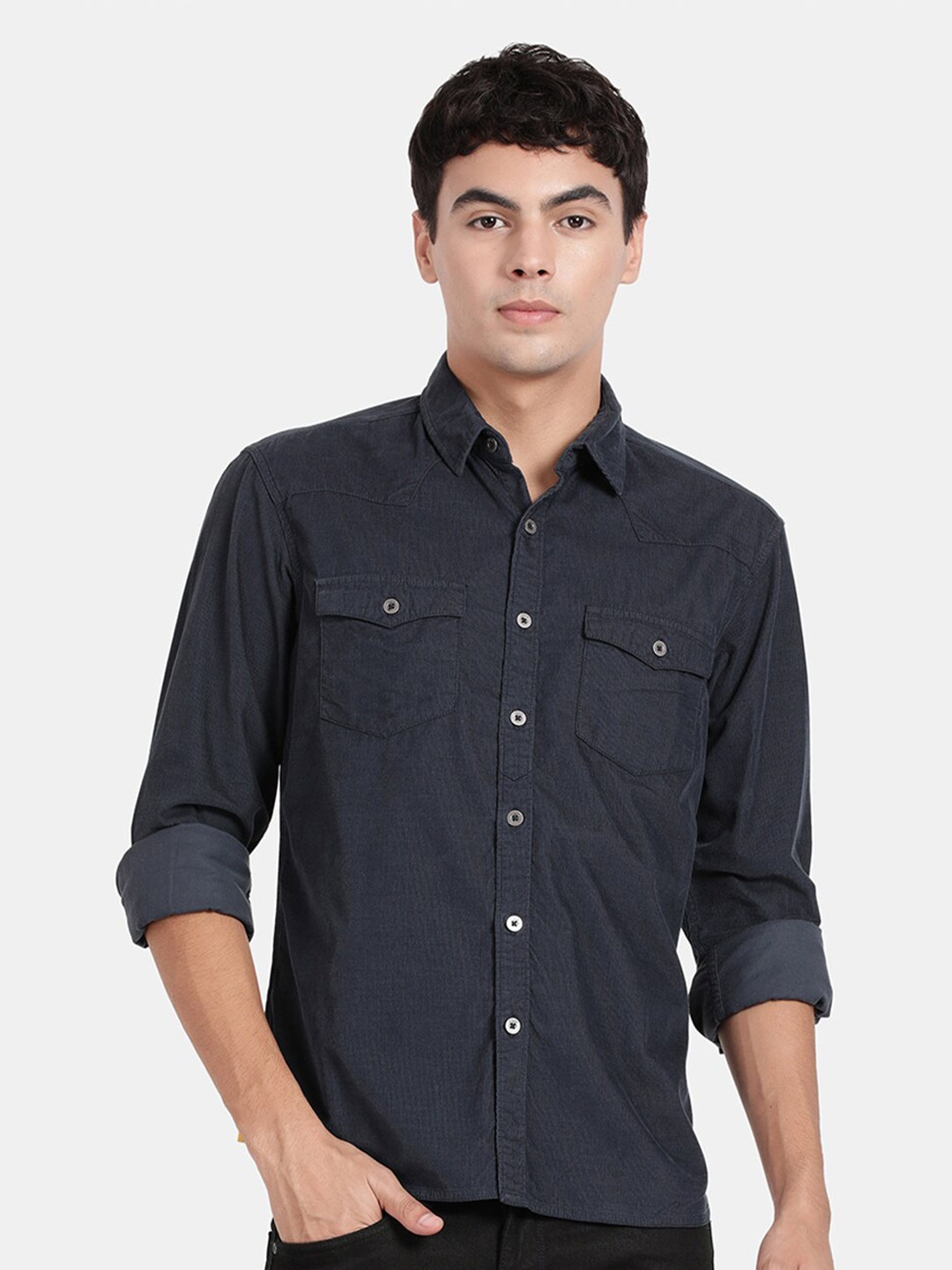 

t-base Cotton Casual Shirt, Navy blue