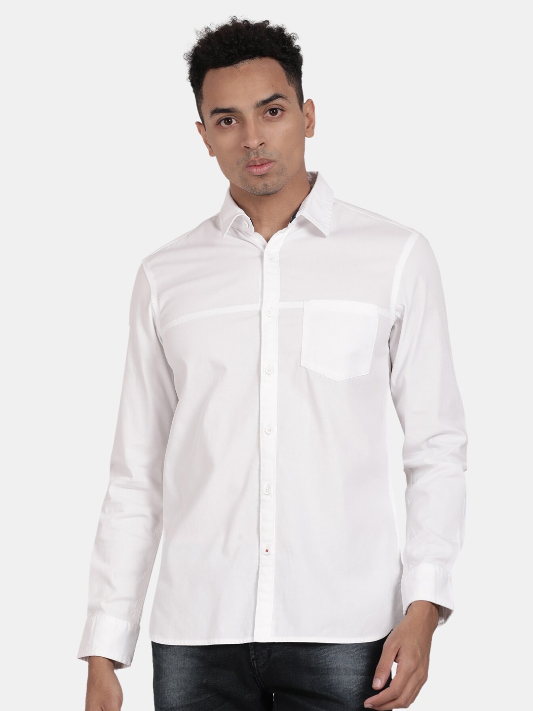 

t-base Spread Collar Casual Shirt, White