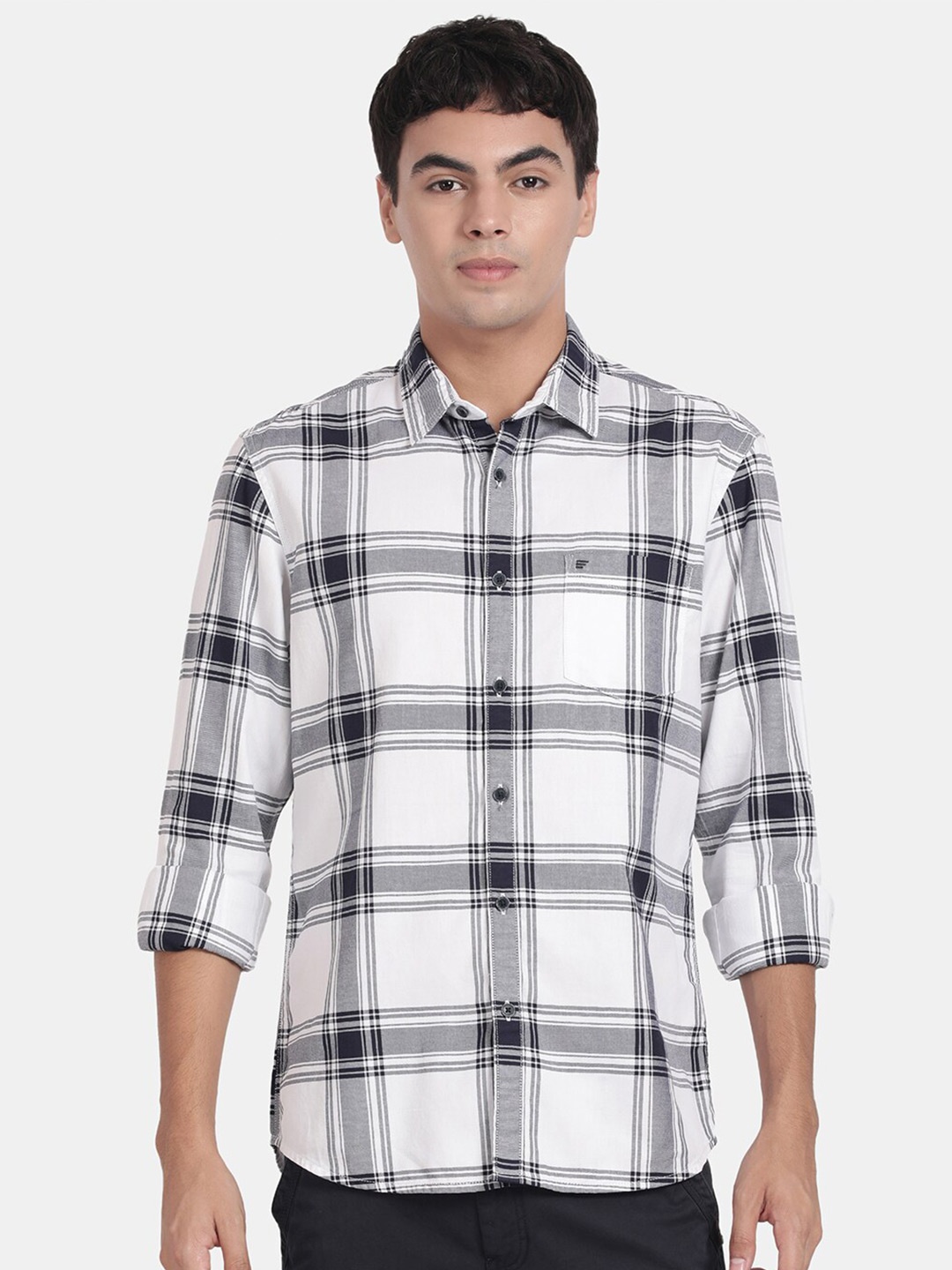 

t-base Tartan Checked Cotton Casual Shirt, White