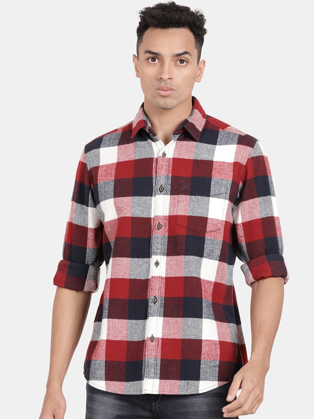 

t-base Buffalo Checked Casual Cotton Shirt, Red