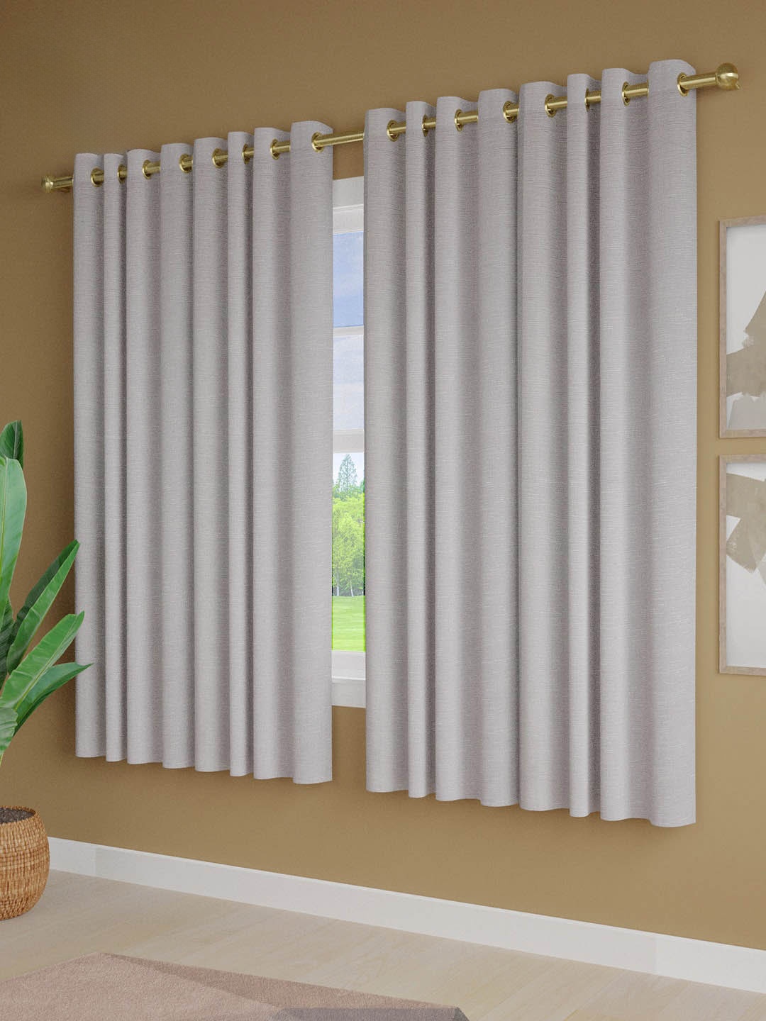 

Just Home 4 Pieces Grey Room Darkening Window Curtains