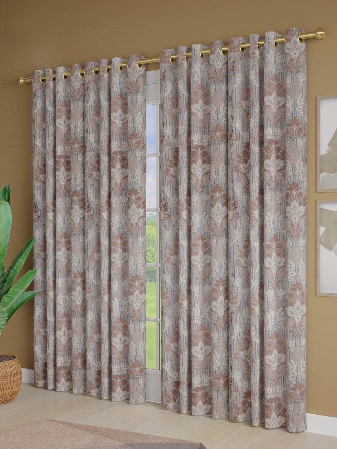 

Just Home 4 Pieces Blue Ethnic Motifs Jacquard Room Darkening Door Curtain