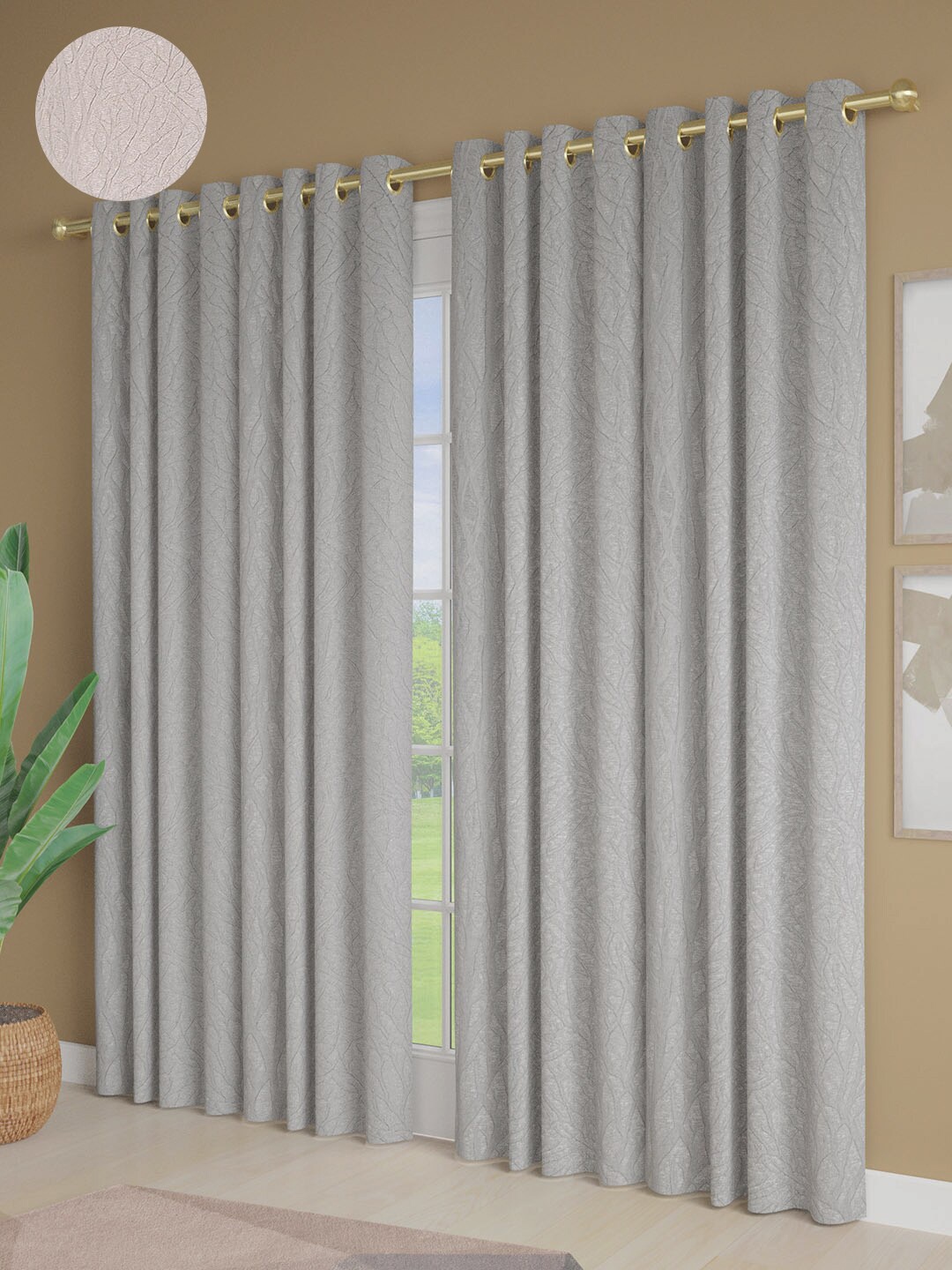 

Just Home 4 Pieces Off White Textured Jacquard Room Darkening Door Curtain