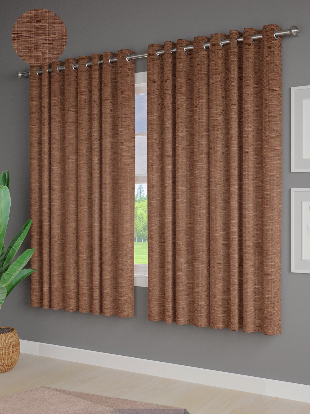 

Just Home Brown 4 Pieces Textured Room Darkening Window Curtains