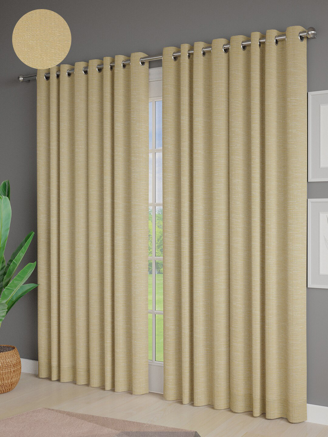 

Just Home Beige 4 Pieces Textured Room Darkening Door Curtain