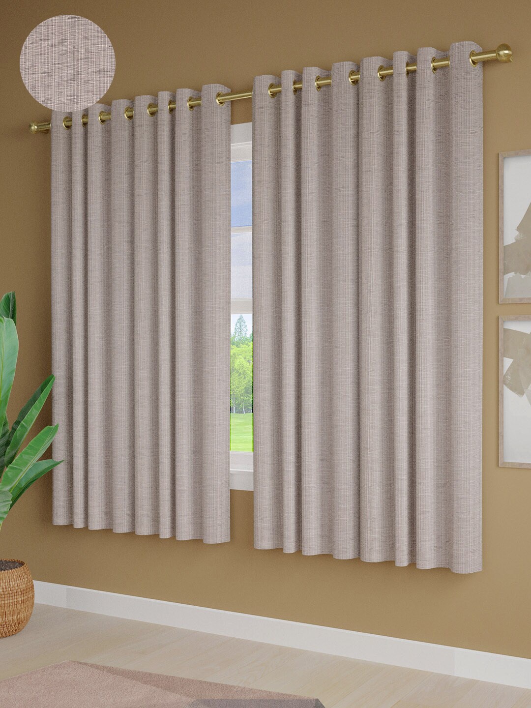 

Just Home Grey 4 Pieces Textured Room Darkening Window Curtains