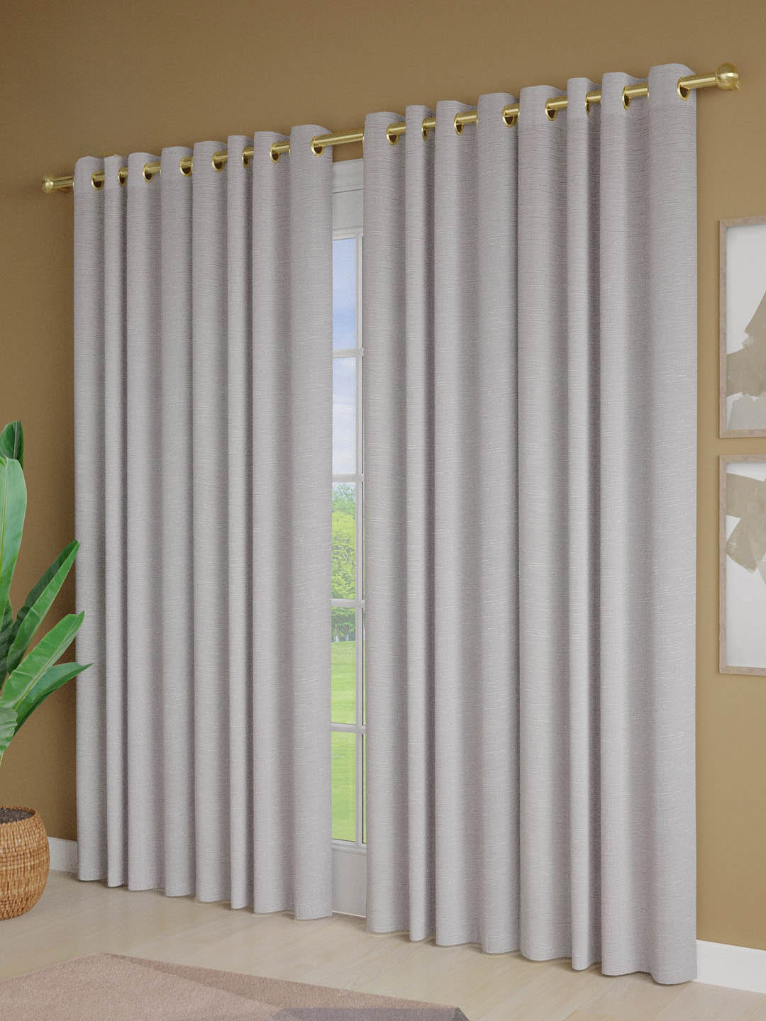 

Just Home Grey 4 Pieces Textured Room Darkening Door Curtains