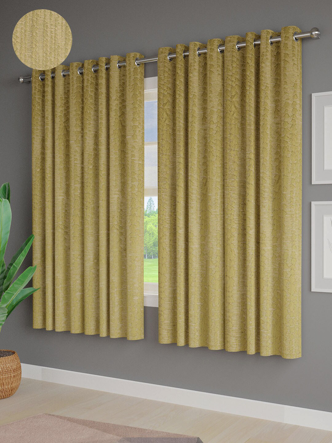

Just Home Green 4 Pieces Room Darkening Jacquard Window Curtains