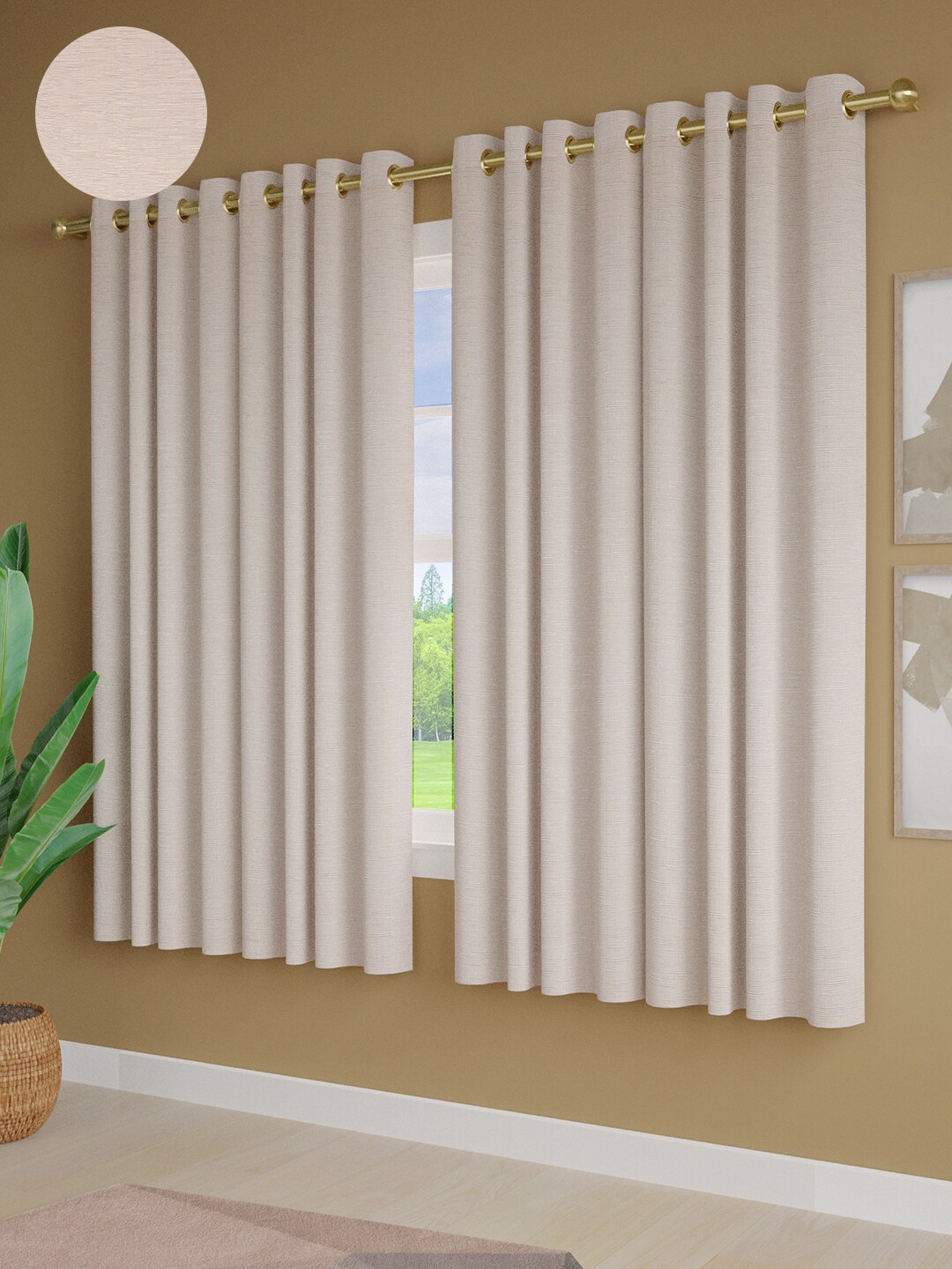 

Just Home Off White 4 Pieces Room Darkening Window Curtains