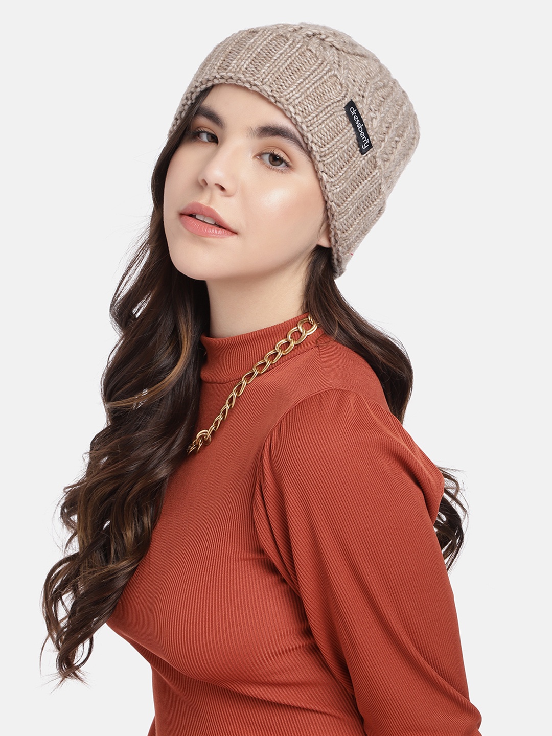 

DressBerry Women Self Design Beanie, Beige