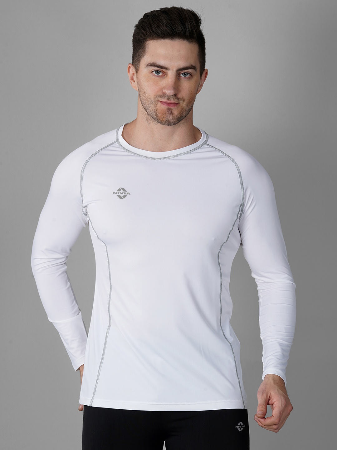 

NIVIA Raglan Sleeves Compression Sports T-shirt, White